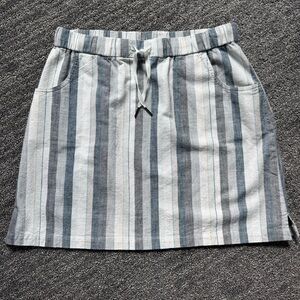 Aventura Summer Daze Skirt Grey Ice Color Striped Mini Skirt Drawstring Pockets